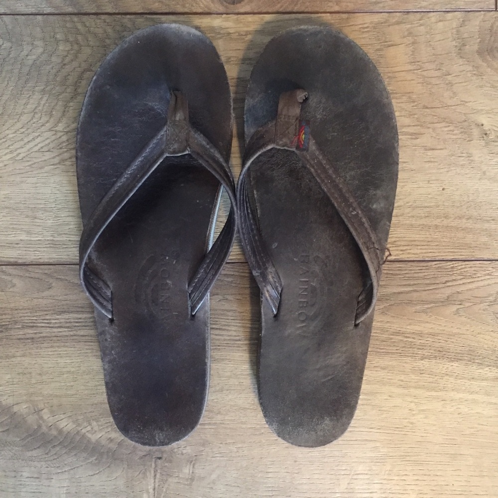 Brown Single Layer Rainbow Sandal Flip Flops